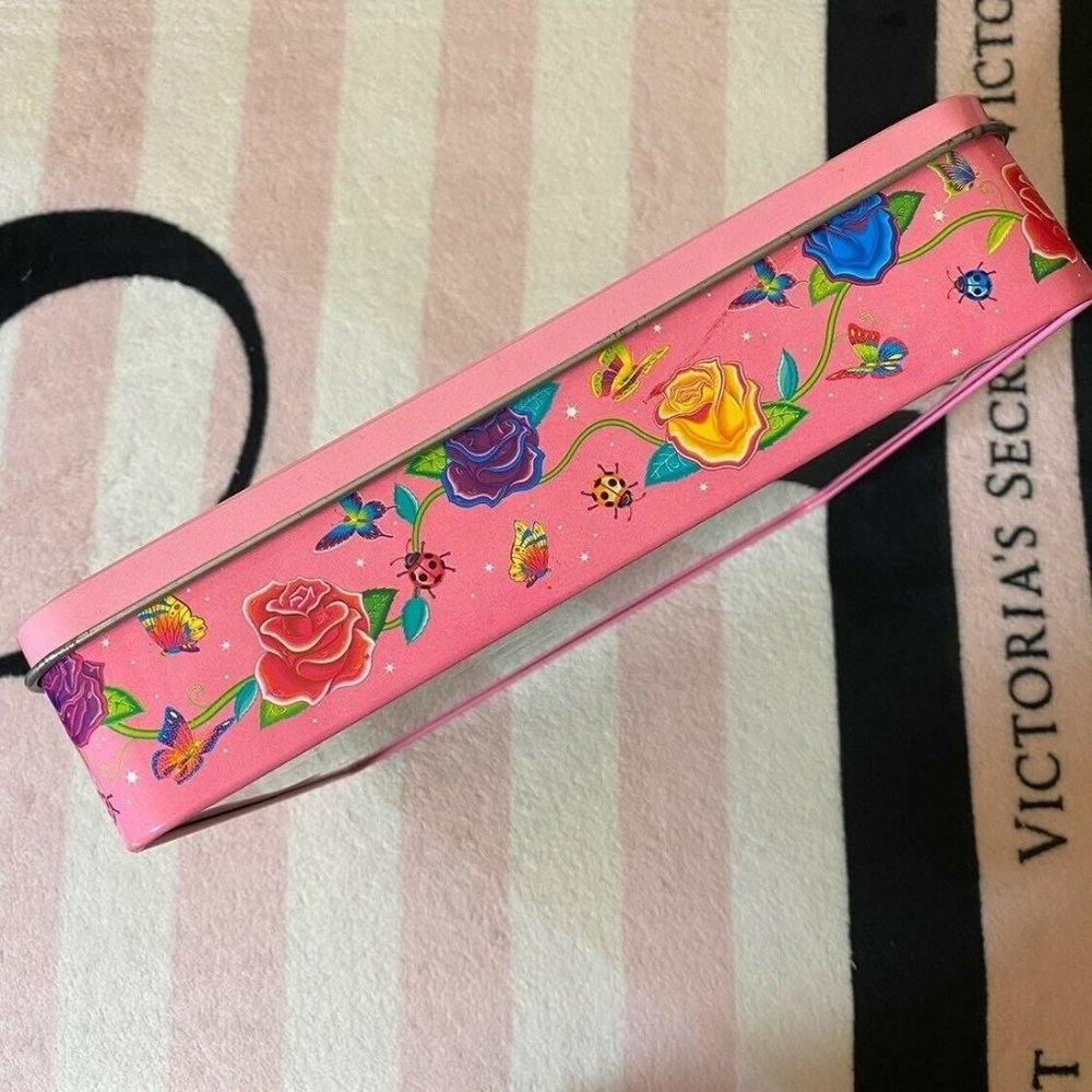 Vintage Lisa Frank Kittens Flowers Butterflies Jumbo Empty Collectible Tin - Picture 7 of 10